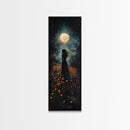 Moonlight silhouette painting mysterious framed canvas print, dark romance art, moonlit field wall decor, spiritual night scene art