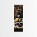 Framed Canvas Print Wine Cheese Fruit Kitchen Painting Rustic Wall Art Farmhouse Decor Food Review Kitchen Art
