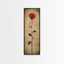 Framed Canvas Print of Elegant Red Rose, Botanical Art, Rustic Wall Art, Gift Idea, Minimalist Nature Art, Above Bed Wall Art