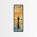 Framed Canvas Print Fishing Silhouette Art Above Sofa Art Southwest Wall Art Gift Idea Living Room Art Nature Lover's Unique Home Decor