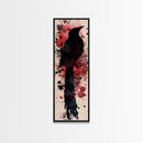 Framed Canvas Print Rustic Bird Art Southwest Style Raven Painting Tall Narrow Art Statement Piece Bedroom Art Halloween Fall Decor