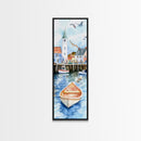 Tranquil Coastal Village with Seagulls Painting - Canvas Print for Nautical Wall Art, Coastal Scene Decor, Ocean-Inspired Art, Harbor Home Decor