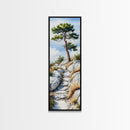 Rocky Mountain Pine Tree Painting - Framed Canvas Print Highlighting Serene Alpine Path for Rustic Wall Decor
