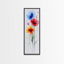 Bold Watercolor Poppy Art - Framed Canvas Print Showcasing Vibrant Flower Composition in Artistic Minimalist Style