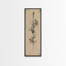 Black and White Sketch of a Rose, Framed Canvas Print, Narrow Art, Tall Skinny Art, Flower Painting, Paint of a Rose, Floral Prints