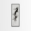 Tall Skinny Koi Fish Painting Print, Black and White Wabi Sabi Wall Art, Koi Fish Wall Decor, Japanese Style Elegant Artwork, Narrow Wall Art