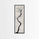 Framed Canvas Print of Minimalist Birch Tree Art in Black and White, Wabi Sabi Art, Rustic Wall Art, Above Bed Wall Art, Tall Skinny Art, Japanese Aesthetic