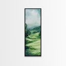 Watercolor Mountain Art Canvas Print Rustic Landscape Art Above Bed Wall Art Extra Wide Art Vertical Wall Art Green Wall Art Gift