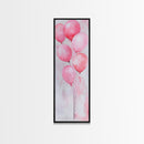 Pink Balloons Wall Art Framed Canvas Print, Light Pink Whimsical Art Vertical Decor, Fun Minimalist Wall Art for Living Room and Dorm
