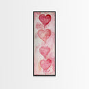 Watercolor Dripping Hearts Framed Canvas Print, Romantic Pink Abstract Art, Light Pink Wall Decor Valentine’s Day Gift Bedroom Art