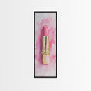 Pink Lipstick Canvas Print Feminine Pink Abstract Art Light Pink Wall Art Whimsical Art Rustic Decor Vertical Gift Idea Above Sofa
