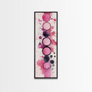 Makeup Palette Canvas Print, modern pink abstract art with splatter design, bold vertical wall art, unique wabi sabi minimalist print.