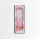 Ornate Frame Canvas Print, art nouveau-inspired pink framed decor with a touch of wabi sabi, classic vertical wall art for elegant spaces.