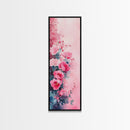 Romantic Rose Painting Framed Canvas Print with Light Pink Wall Art Featuring Cherry Blossom Details and Cozy Bedroom Decor Accents