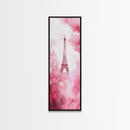 Eiffel Tower Painting Framed Canvas Print Romantic Parisian Wall Art Light Pink Decor Vertical Artwork Whimsical Home Accent Art