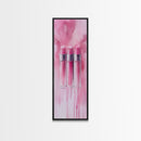 Glossy Pink Lipstick Trio Framed Canvas Print in Minimalist Vertical Wall Art for Fashion and Makeup Room Décor