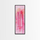Light Pink Lipsticks Framed Canvas Print, Modern Whimsical Art, Abstract Vertical Art for Makeup Room or Girly Dorm Wall Decor