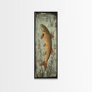 Trout Art Rustic Framed Canvas Print Skinny Vertical Art Fly Fishing Art Rustic Decor Tall Narrow Art Guest Room Wall Decor