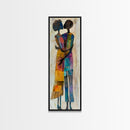 Afrocentric Couple Dancing Framed Canvas Print Colorful Abstract Painting Black Love Home Decor Tall Narrow Art Gift Idea