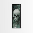 Minimalist Skull Canvas Print in Dark Green Tones, Wabi Sabi Art with Rustic Decor Style, Perfect for Unique Wall Art Accent