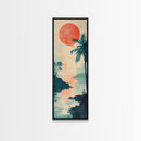 Tropical Sunset Coastal Landscape Framed Canvas Print | Nautical Wall Art | Coastal Painting | Nautical Decor | Gift Idea Her | Vertical Art