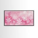 Snowflake Christmas Canvas Print, Winter Wonderland Art, Light Pink Wall Decor, Festive Holiday Artwork, Cozy Seasonal Charm Gift