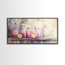 Lemonade Jars Canvas Print | Lemon Painting | Food Review Kitchen Art | Rustic Farmhouse Wall Art | Summer Kitchen Decor Canvas Print