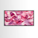 Pink Ribbons Canvas Print | Abstract Art | Light Pink Wall Art | Whimsical Minimalist Decor | Feminine Bedroom Canvas Print