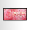 Pink Chandelier Canvas Print Glamorous Light Pink Wall Art Elegant Boho Minimalist Living Room Bedroom Art Framed Christmas Decor