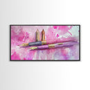 Elegant Fountain Pen Canvas Print | Pink Abstract Art | Stationery Inspired Wall Art | Unique Study Room Decor | Framed Office Art