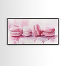 French Macaron Canvas Print | Pink Kitchen Wall Art | Food Inspired Artwork | Framed Pastel Dessert Art | Unique Dining Room Decor