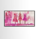 Chic Pink Dress Canvas Print | Fashion Inspired Artwork | Retro Pink Abstract Wall Art | Bedroom or Boutique Framed Decor | Trendy Art