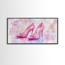 Glamorous Pink High Heels Canvas Print, Fashion Art, Whimsical Room Decor, Light Pink Wall Art, Feminine and Stylish Bedroom Art