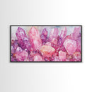 Pink Gemstone Art Framed Canvas Print Sacred Geometry Wall Art Whimsical Art Vertical Wall Art Bedroom Decor Unique Gift Idea