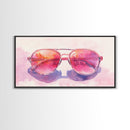 Retro Sunglasses Art Canvas Print | Fun Pink Wall Art | Whimsical Framed Canvas Print | Boho Chic Decor | Gift Idea | Dorm Room Art