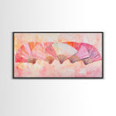 Fan Arrangement Canvas Print | Moroccan Wall Art, Chinoiserie Wall Art, Wabi Sabi Art, Light Pink Decor, Extra Wide Wall Art, Above Sofa Art