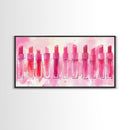 Elegant Lipsticks Display Painting as Pink Abstract Wall Art on Canvas Print, Makeup Collector Vanity or Bedroom Accent Decor