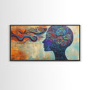 Vibrant Abstract Woman Framed Canvas Print -Abstract Goddess Wall Art - Artistic Brain Art- Geometric Wall Art