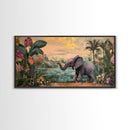 Exotic Jungle Elephant Canvas Print Rustic Botanical Decor Moody Art Wildlife Art Living Room Wall Art Gift Idea