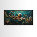 Magnificent Octopus Canvas Print Nautical Wall Art Coastal Decor Rustic Living Room Art Above Couch Art Gift Idea