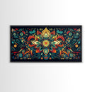 Elaborate Mandala Framed Canvas Print, Vibrant Boho Art, Spiritual Zen Wall Art, Geometric Ethereal Painting, Colorful Sacred Geometry