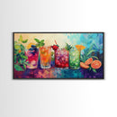 Refreshing Summer Drinks Canvas Print, Vibrant Foodie Kitchen Art, Colorful Beverage Wall Art, Dining Room Decor, Cocktail Party Art