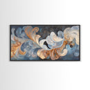 Swirling Blue Orange Canvas Print, Geometric Wall Art Nautical Rustic Decor, Moody Abstract Artwork Idea Horizontal Living Room Design
