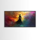 Woman Silhouette Sunset Canvas Print, Goddess Art Print, Romance Painting, Moody Woman Art, Bedroom Art, Fall Art, Vertical Wall Art