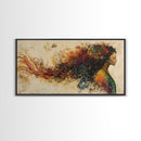 Vibrant Female Silhouette Framed Canvas Print, Whimsical Art, Afrocentric Wall Art, Angel Art Prints, Bedroom Art, Chinoiserie Wall Art