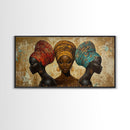 Elegant African Women Canvas Print, Bold Afrocentric Wall Art Decor, Moody Abstract Painting, Unique Bedroom Art Gift Idea