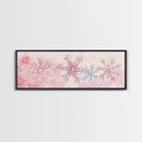 Hand-Painted Snowflake Art Canvas Print, Christmas Rustic Winter Wall Decor, Light Pink Abstract Artwork, Cozy Living Room Art Gift