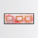 Decorative Frames Painting Canvas Print with Elegant Pink Abstract Background, Long Narrow Wall Art Perfect for Living Room Decor