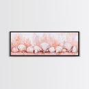 Coastal Shell Art Canvas Print Featuring Light Pink and Orange Pastel Hues, Beach House Decor, Nautical Wall Art for Living Room