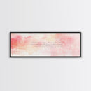 Romantic Calligraphy Canvas Print with Pink Abstract Art, Minimalist Wabi Sabi Aesthetic, Bedroom or Living Room Horizontal Wall Art